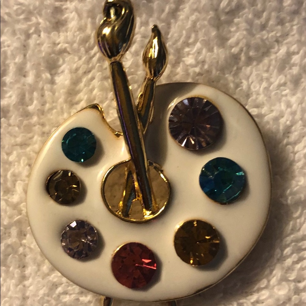 Enamel Draw Palette Brooch Artistry Pin - Picture 2 of 3